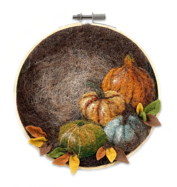 Paint with Wool: Pumpkin in a Hoop Needle Felt Craft Kit-Needle Felting-The Crafty Kit Company-Acorns &amp; Twigs