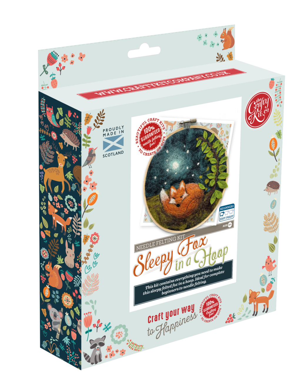 Paint with Wool: Sleepy Fox in a Hoop Needle Felt Craft Kit-Needle Felting-The Crafty Kit Company-Acorns &amp; Twigs