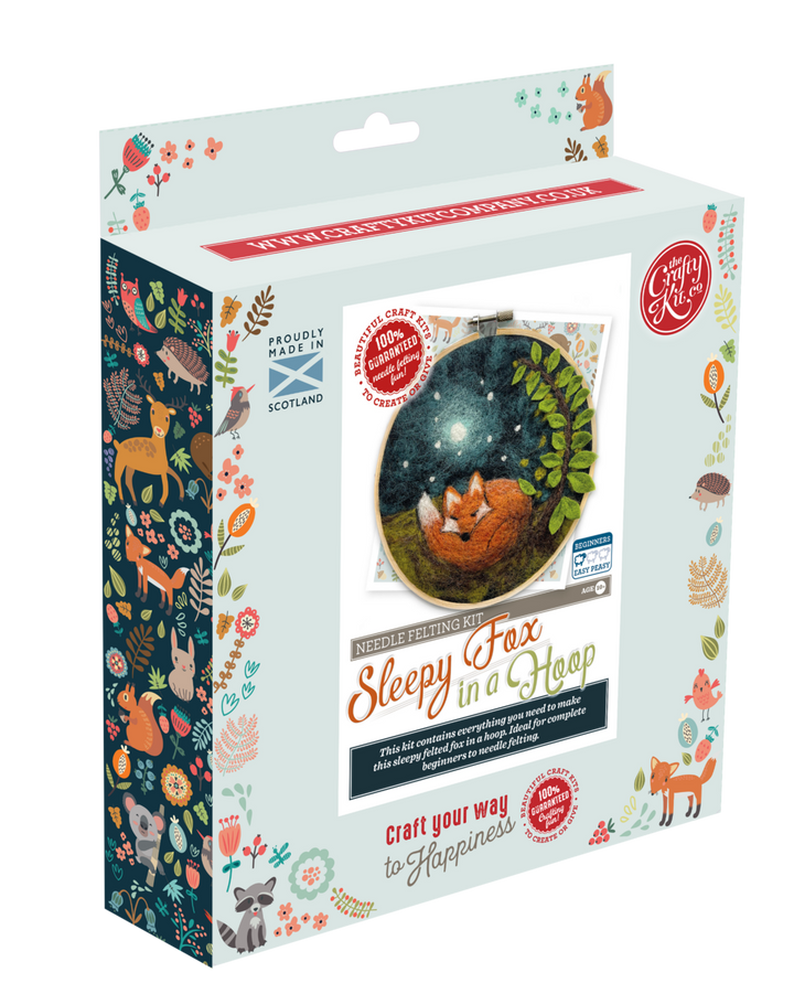 Paint with Wool: Sleepy Fox in a Hoop Needle Felt Craft Kit-Needle Felting-The Crafty Kit Company-Acorns &amp; Twigs