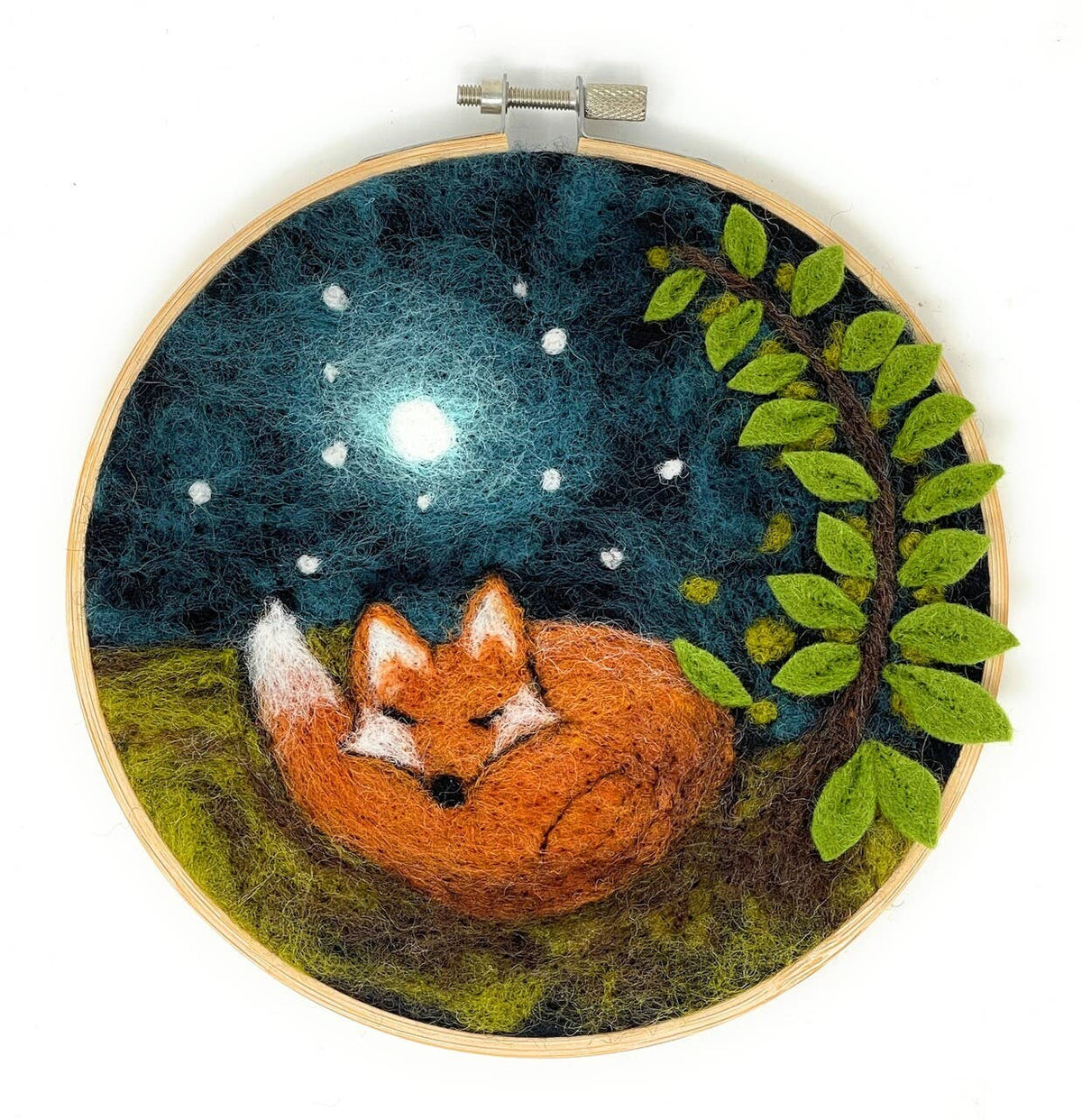 Paint with Wool: Sleepy Fox in a Hoop Needle Felt Craft Kit-Needle Felting-The Crafty Kit Company-Acorns & Twigs