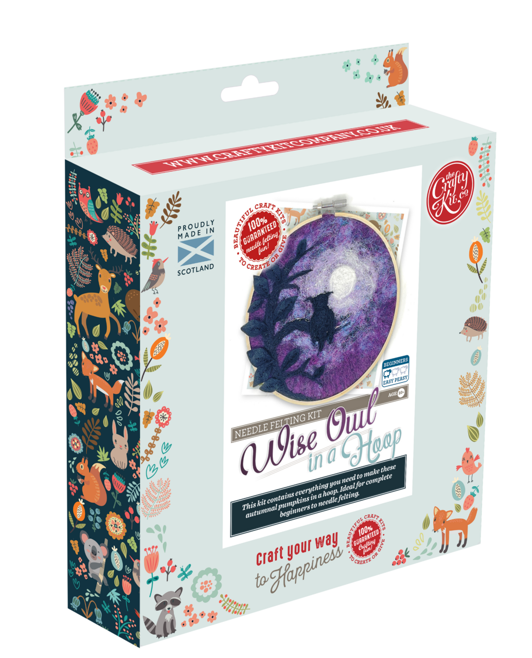 Paint with Wool:Wise Old Owl in a Hoop Needle Felt Craft Kit-Needle Felting-The Crafty Kit Company-Acorns &amp; Twigs