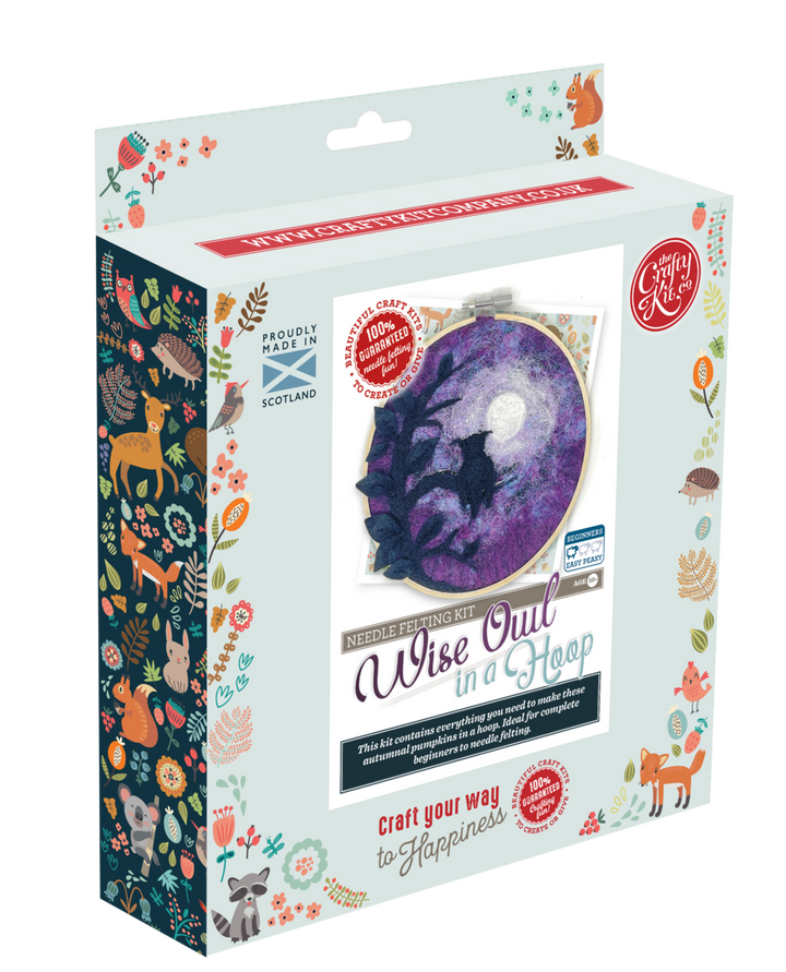 Paint with Wool:Wise Old Owl in a Hoop Needle Felt Craft Kit-Needle Felting-The Crafty Kit Company-Acorns &amp; Twigs
