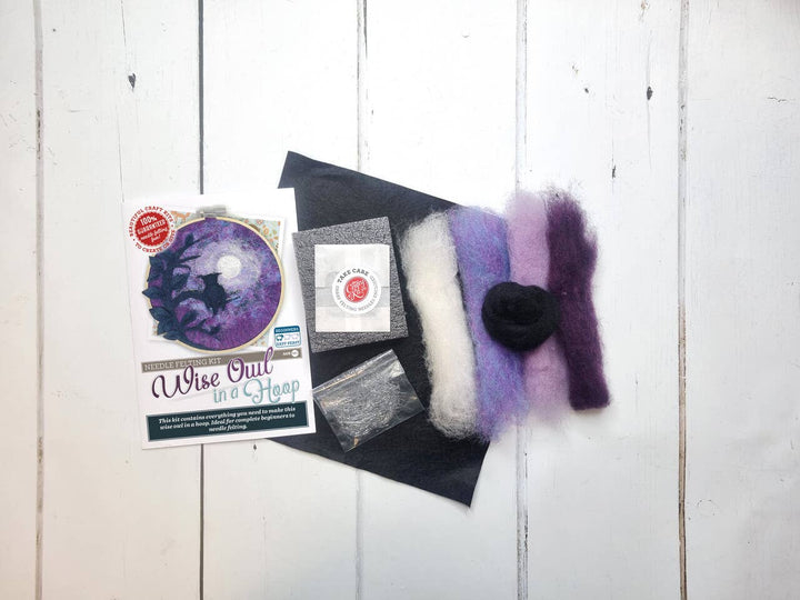 Paint with Wool:Wise Old Owl in a Hoop Needle Felt Craft Kit-Needle Felting-The Crafty Kit Company-Acorns &amp; Twigs