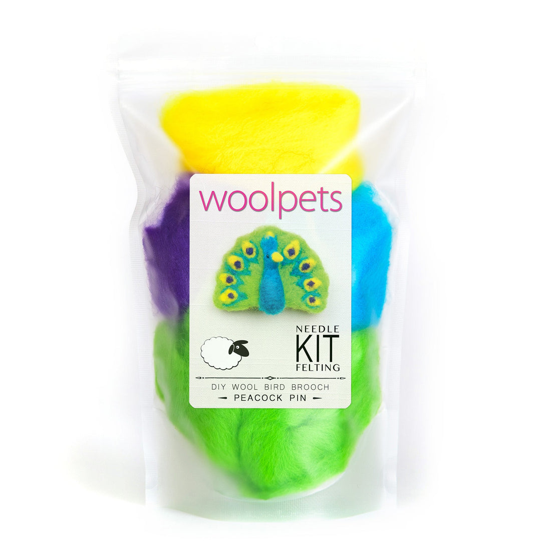 Peacock Felting Kit - Bird Pin-Needle Felting-WoolPets-Acorns &amp; Twigs