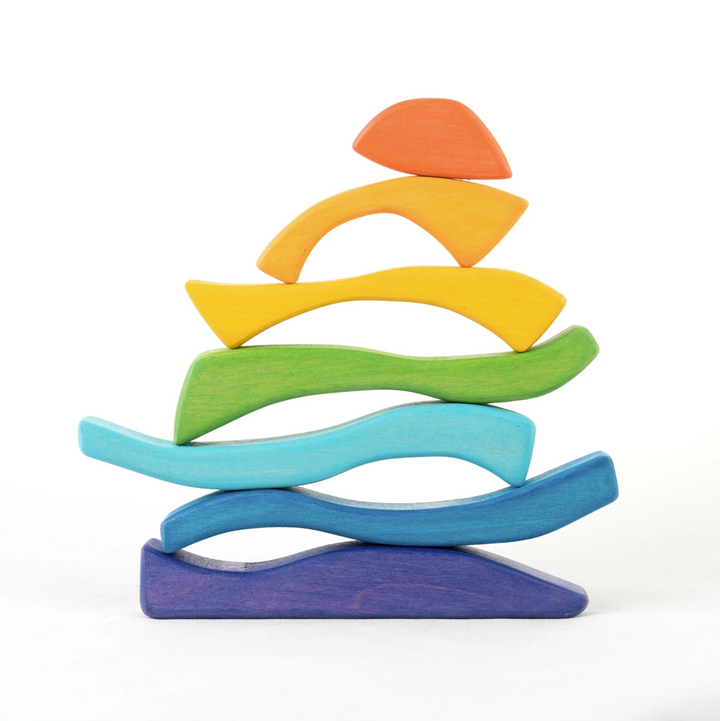 Rainbow Stacker, 7pieces-Wooden blocks-PoppyBabyCo-Acorns &amp; Twigs