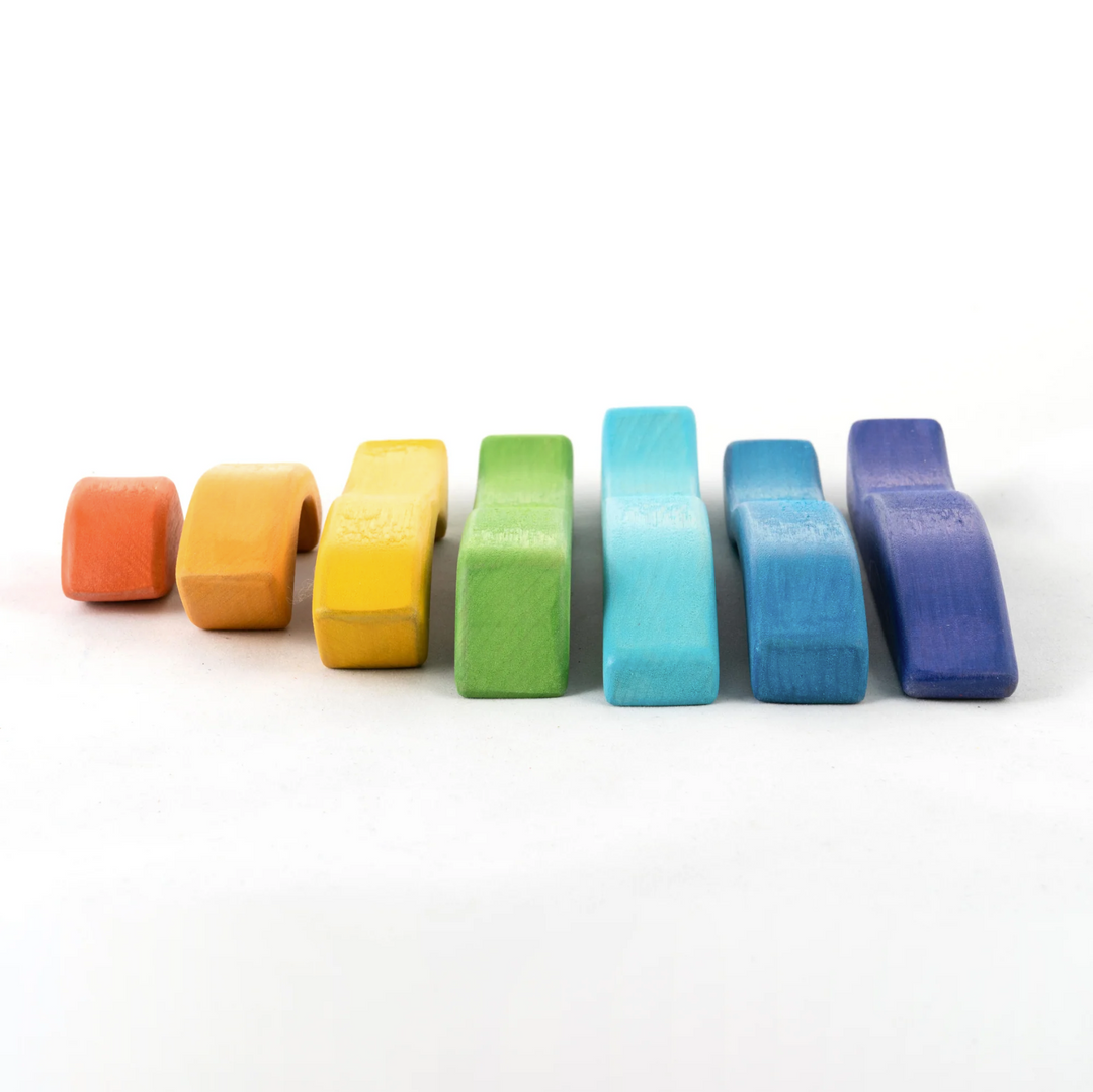 Rainbow Stacker, 7pieces-Wooden blocks-PoppyBabyCo-Acorns &amp; Twigs