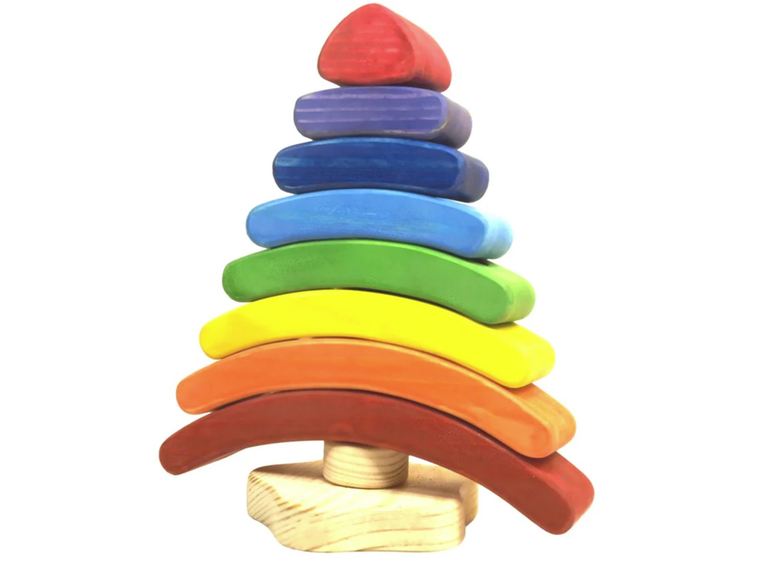 Rainbow Tree Stacker-Wooden blocks-PoppyBabyCo-Acorns &amp; Twigs