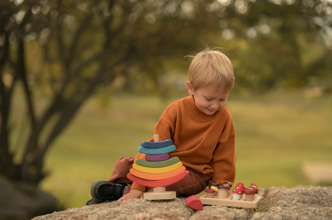 Rainbow Tree Stacker-Wooden blocks-PoppyBabyCo-Acorns &amp; Twigs