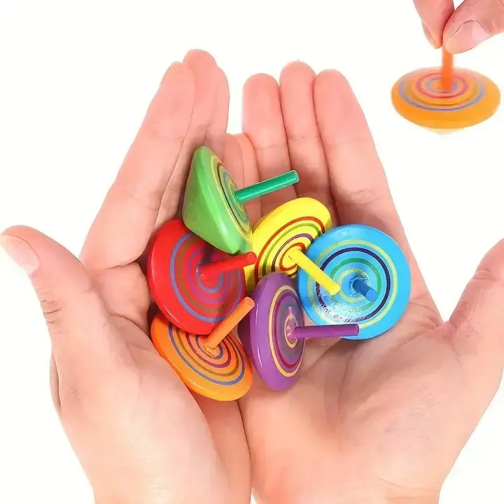 Rainbow Wooden Spinning Top: Desktop Decompression Toy: 20 tops-Wooden Toy-Magnifique Hearts-Acorns &amp; Twigs