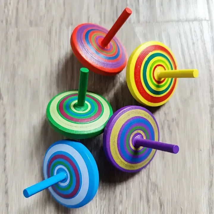 Rainbow Wooden Spinning Top: Desktop Decompression Toy: 20 tops-Wooden Toy-Magnifique Hearts-Acorns &amp; Twigs
