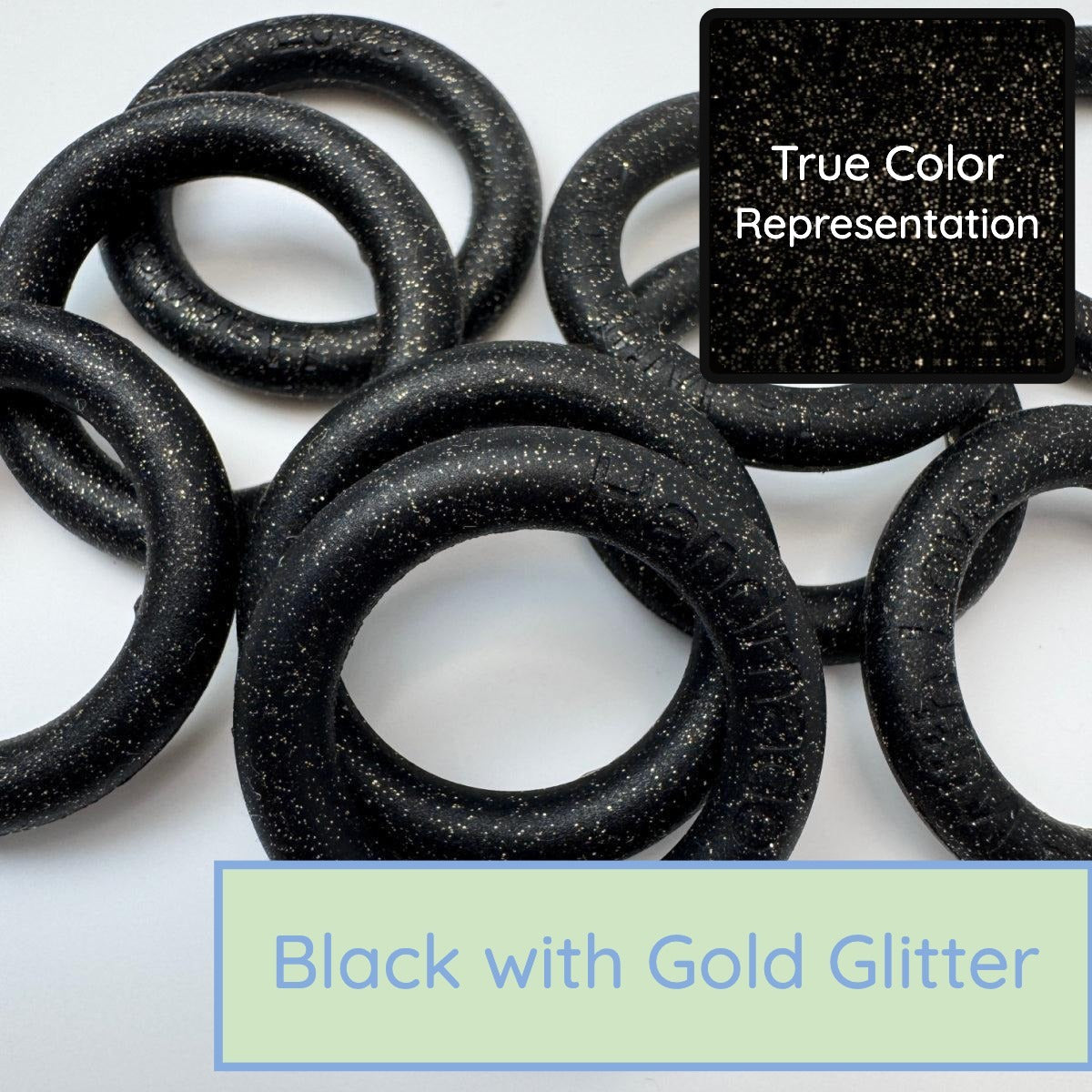 Silicone Rings - Black with Gold Glitter