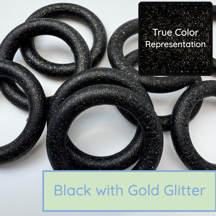 Silicone Rings - Black with Gold Glitter