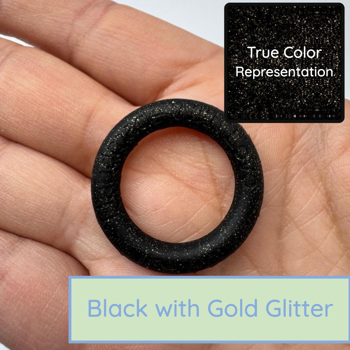 Silicone Rings - Black with Gold Glitter