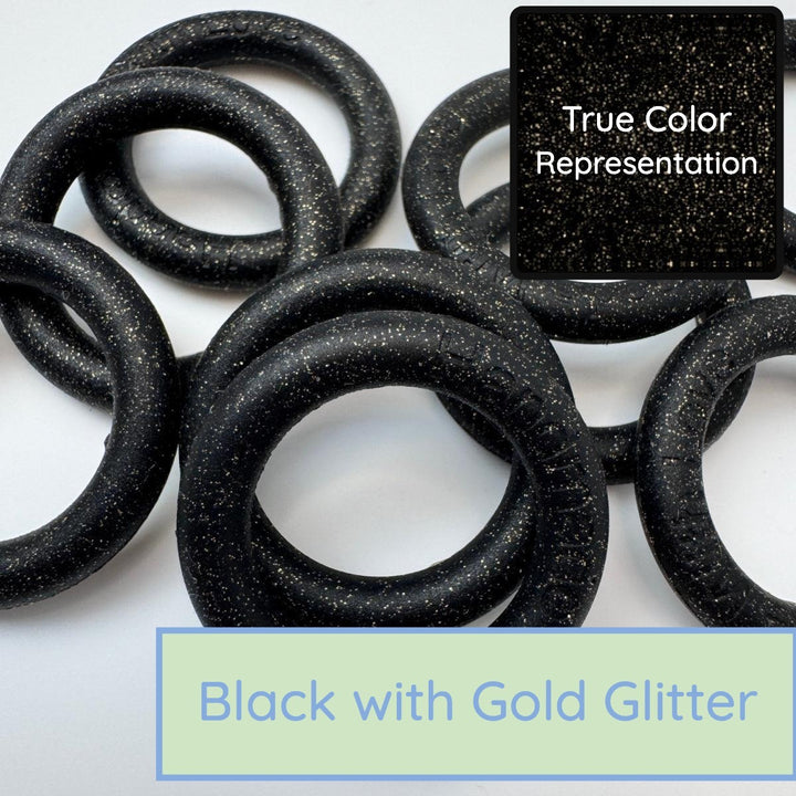 Silicone Rings - Black with Gold Glitter