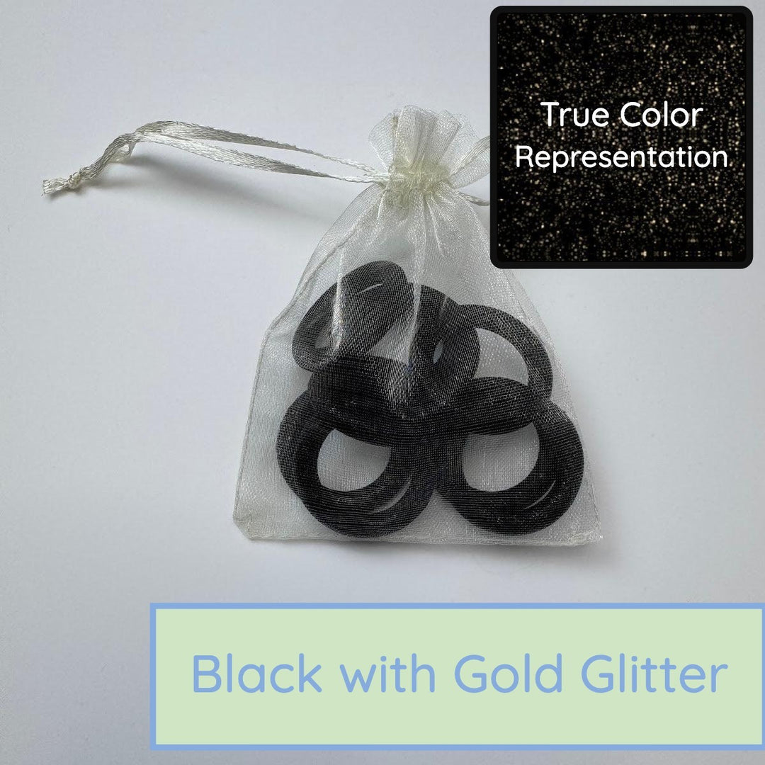 Silicone Rings - Black with Gold Glitter