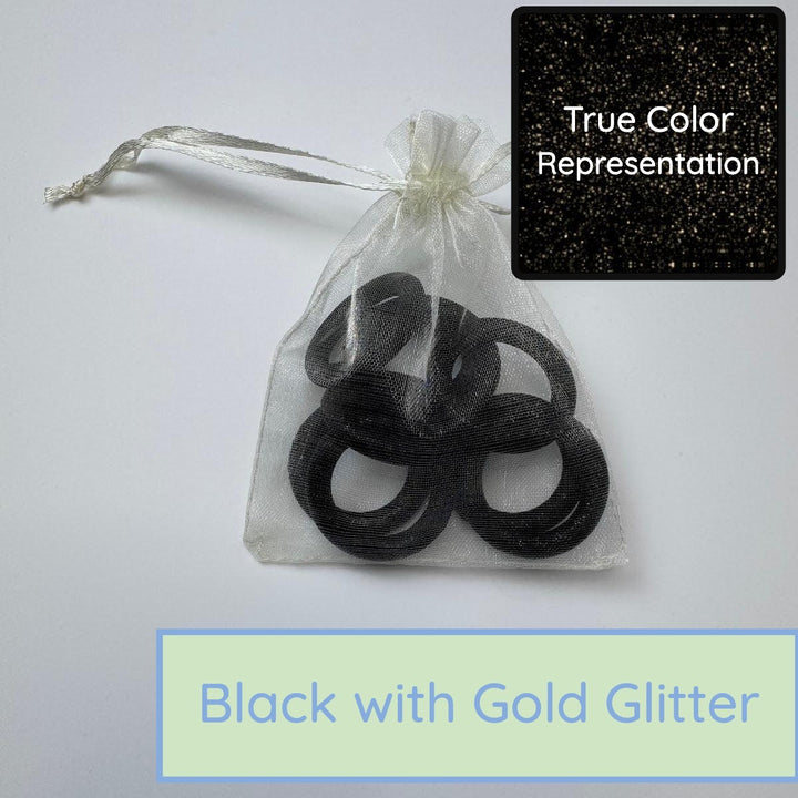 Silicone Rings - Black with Gold Glitter