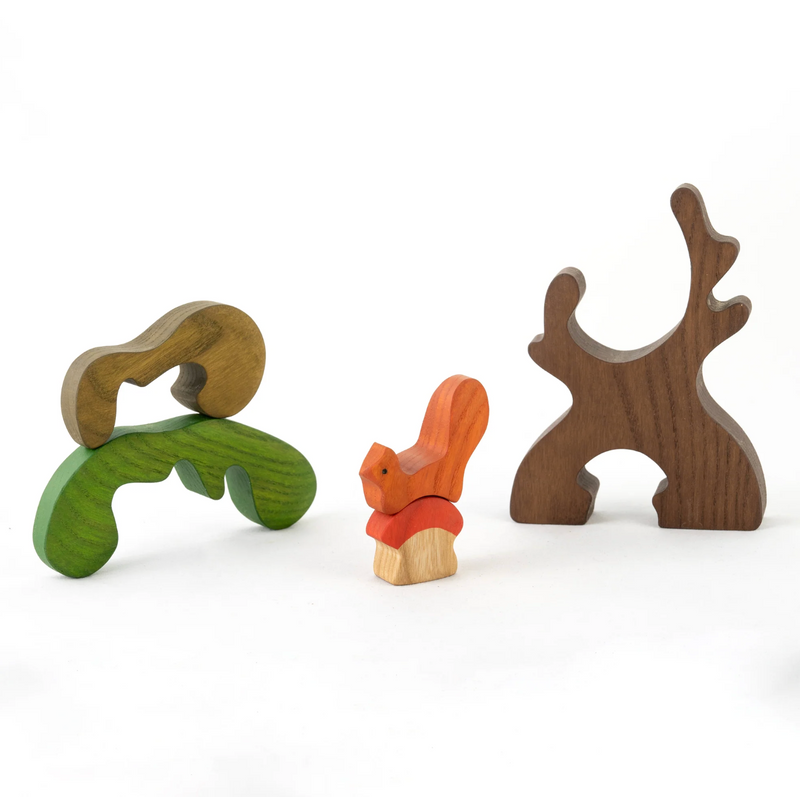 Tree with Squirrel and Mushroom Puzzle-Small World Play-PoppyBabyCo-Acorns & Twigs