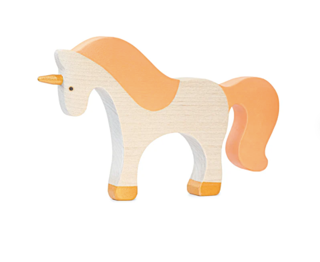 Waldorf large wooden Unicorn toy: Natural/green-PoppyBabyCo-Acorns &amp; Twigs