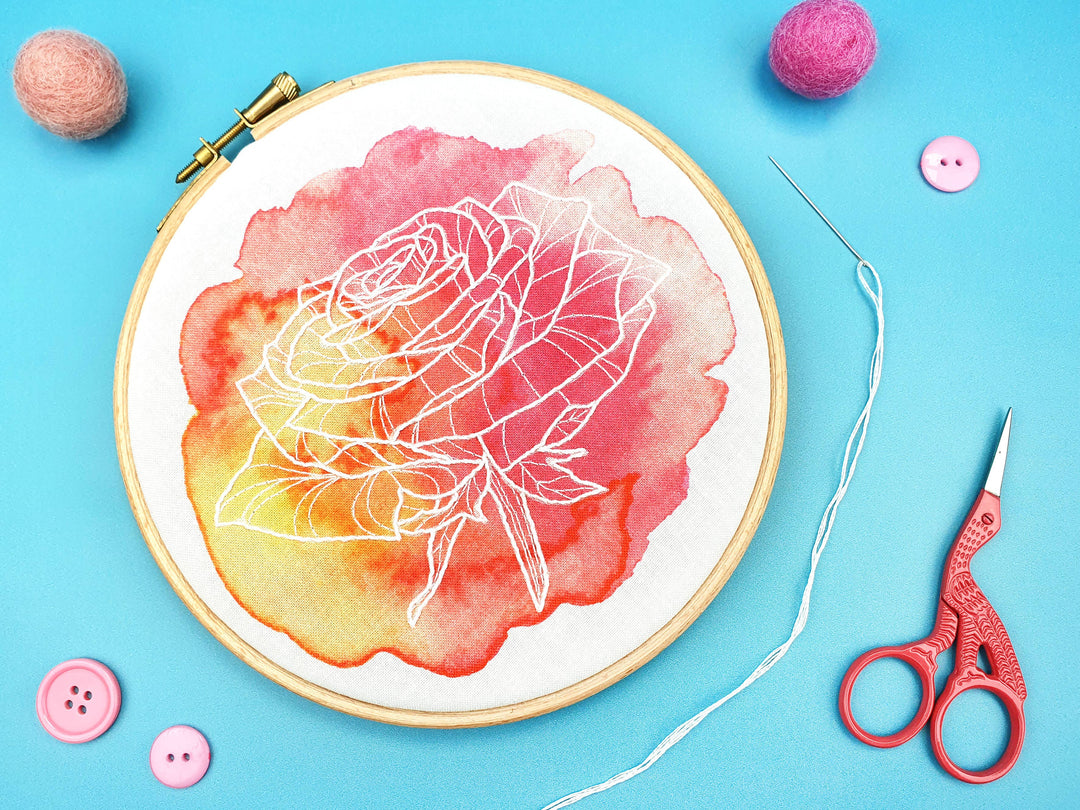 Watercolor Rose Embroidery Kit-Embroidery-Oh Sew Bootiful-Acorns &amp; Twigs