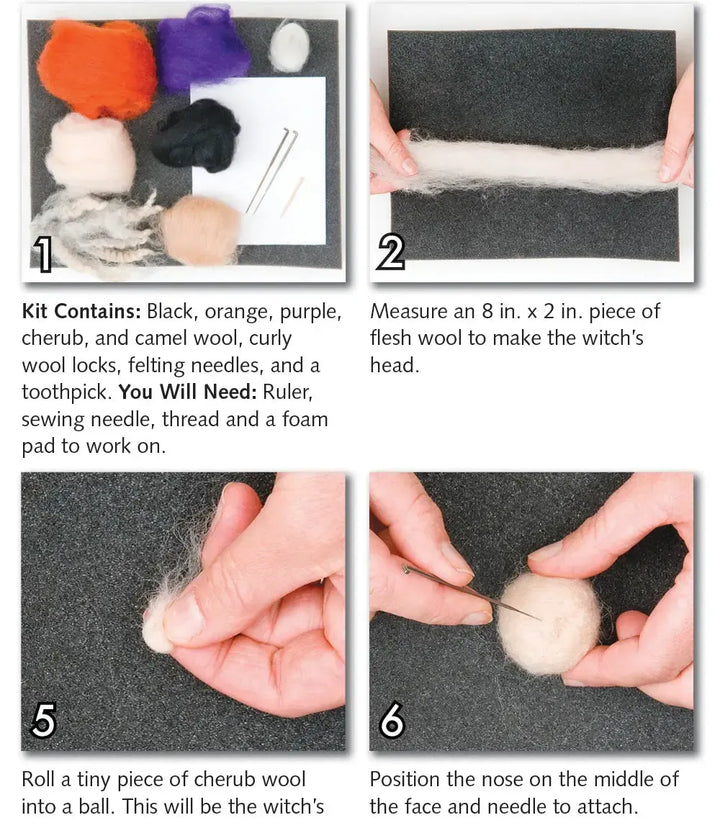 Witch Felting Kit - Intermediate-Needle Felting-WoolPets-Acorns &amp; Twigs