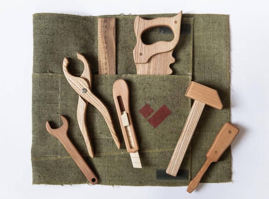 Wooden Builder Tool Kit for Toddlers – Acorns Twigs