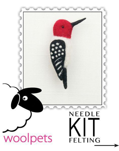 Woodpecker Felting Kit - Bird Pin-Needle Felting-WoolPets-Acorns &amp; Twigs