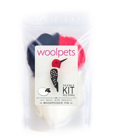 Woodpecker Felting Kit - Bird Pin-Needle Felting-WoolPets-Acorns & Twigs