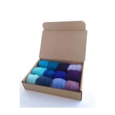 12 Blue Tones Color Set - Wool Top-Pre-Packaged Wool Sets-Acorns &amp; Twigs-Acorns &amp; Twigs