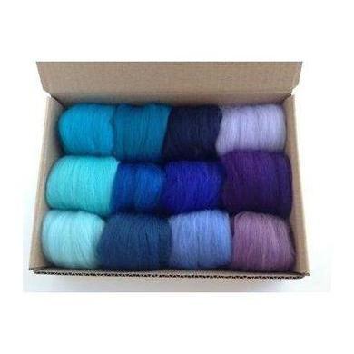 12 Blue Tones Color Set - Wool Top-Pre-Packaged Wool Sets-Acorns &amp; Twigs-Acorns &amp; Twigs