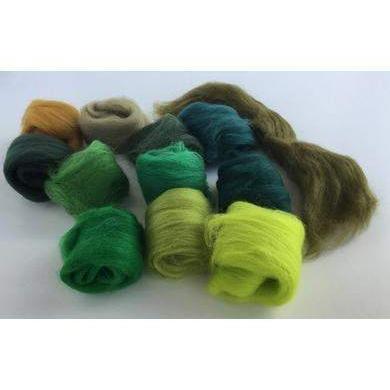 12 Green Tones Large Set - Wool Top-Pre-Packaged Wool Sets-Acorns & Twigs-Acorns & Twigs