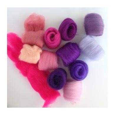 12 Pink &amp; Purple Tones Set - Wool Top-Pre-Packaged Wool Sets-Acorns &amp; Twigs-Acorns &amp; Twigs