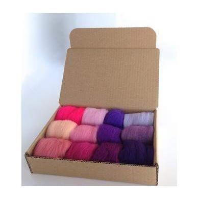 12 Pink & Purple Tones Set - Wool Top-Pre-Packaged Wool Sets-Acorns & Twigs-Acorns & Twigs