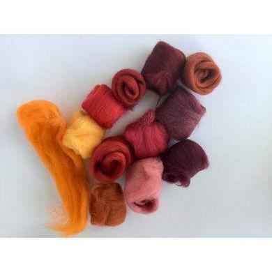 12 Red &amp; Orange Tones Large Set - Wool Top-Pre-Packaged Wool Sets-Acorns &amp; Twigs-Acorns &amp; Twigs
