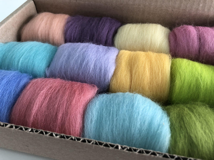 12 Spring Tones Color Set - Wool Top-Pre-Packaged Wool Sets-Acorns &amp; Twigs-Acorns &amp; Twigs
