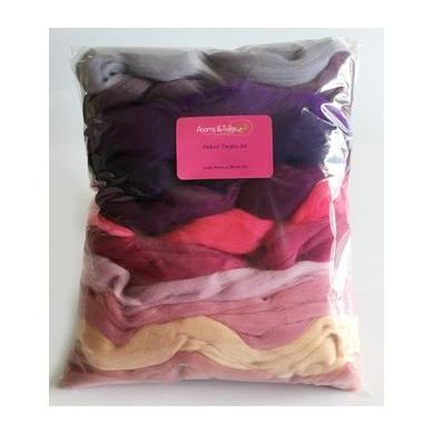 12 oz Pink &amp; Purple Tones Merino Top-Pre-Packaged Wool Sets-Acorns &amp; Twigs-Acorns &amp; Twigs