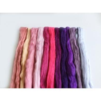12 oz Pink &amp; Purple Tones Merino Top-Pre-Packaged Wool Sets-Acorns &amp; Twigs-Acorns &amp; Twigs