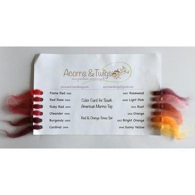 12 oz Red &amp; Orange Tones Merino Top-Pre-Packaged Wool Sets-Acorns &amp; Twigs-Acorns &amp; Twigs