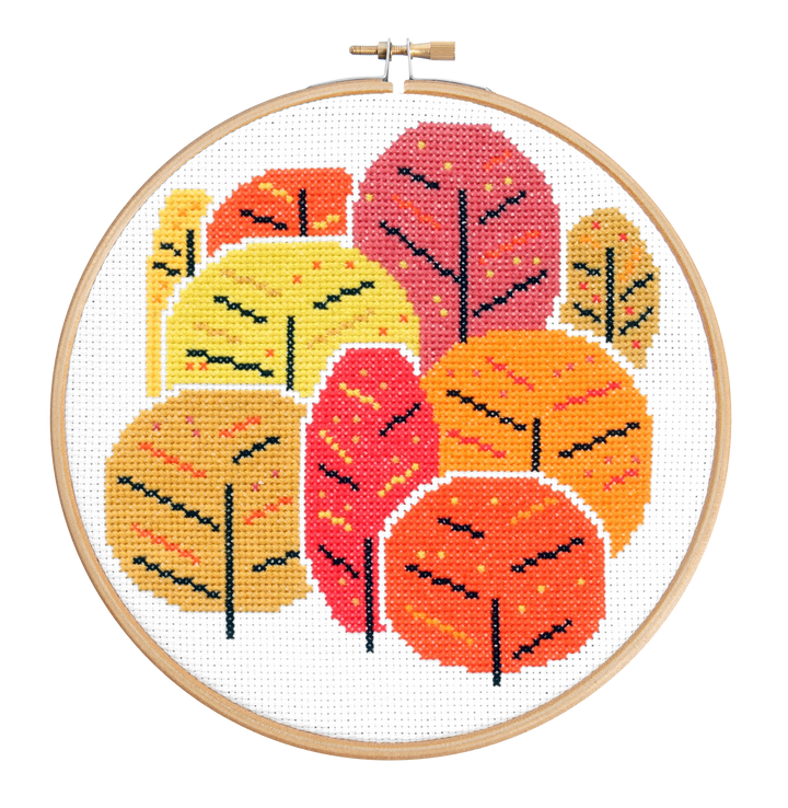 Autumn Trees Cross Stitch Kit-Cross Stitch-Hawthorn Handmade-Acorns &amp; Twigs