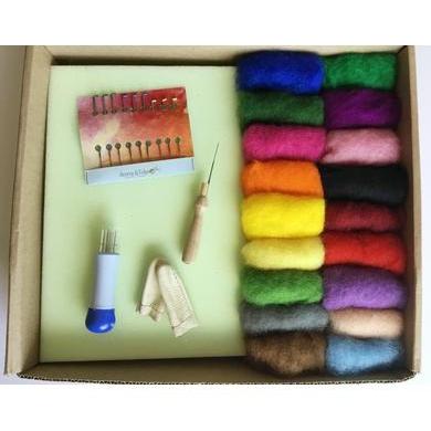 Needle Felting Starter Kit, Natural & Animal Colors, Merino Wool