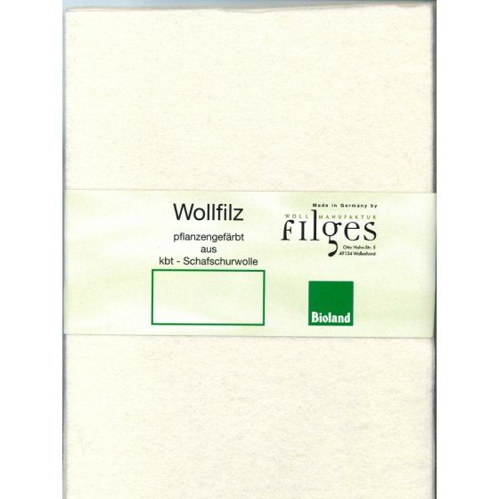 Bioland Wool Felt Undyed, Natural 7.87 x 11.81"-Wool Felt-Filges-Acorns & Twigs
