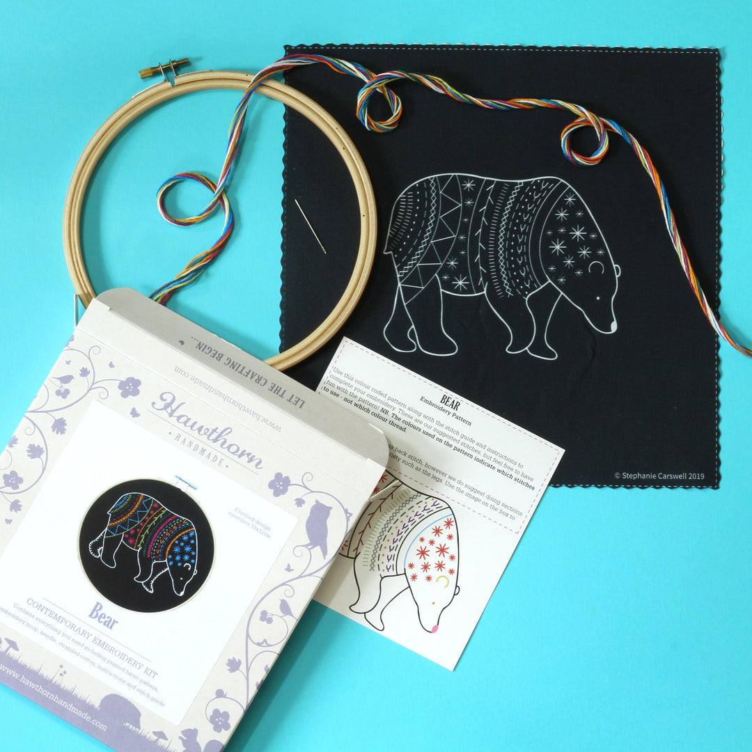 Black Bear Embroidery Kit-Embroidery-Hawthorn Handmade-Acorns &amp; Twigs