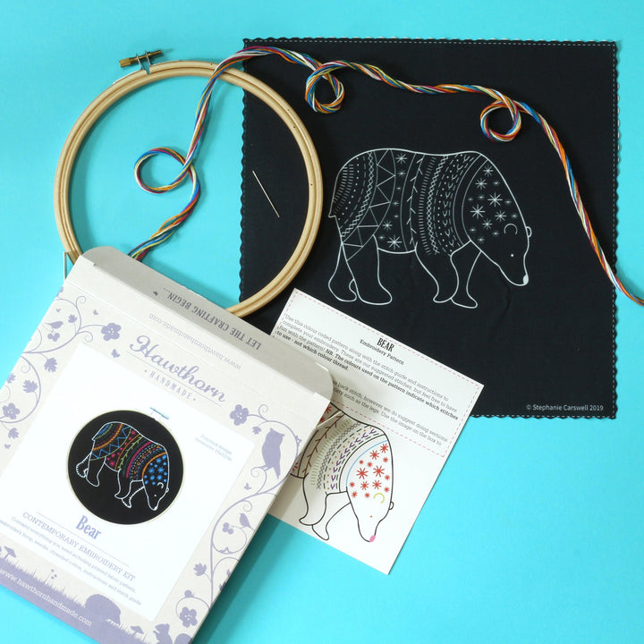 Black Bear Embroidery Kit-Embroidery-Hawthorn Handmade-Acorns &amp; Twigs