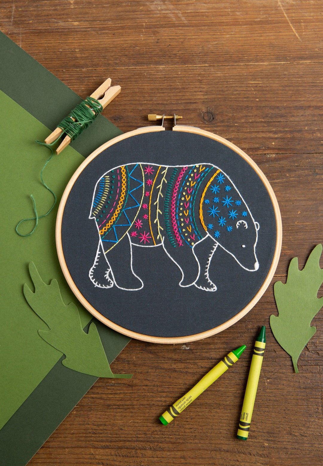 Black Bear Embroidery Kit-Embroidery-Hawthorn Handmade-Acorns &amp; Twigs