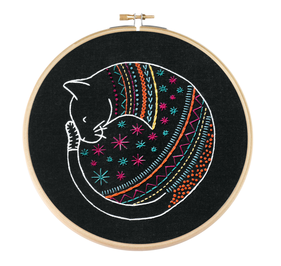Black Cat Embroidery Kit-Embroidery-Hawthorn Handmade-Acorns &amp; Twigs