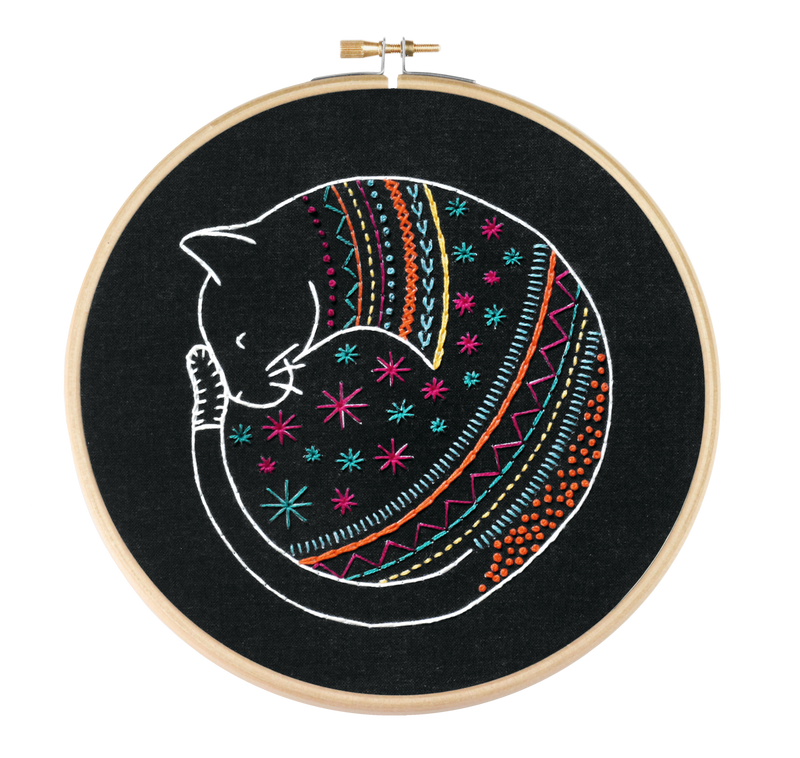 Black Cat Embroidery Kit-Embroidery-Hawthorn Handmade-Acorns & Twigs