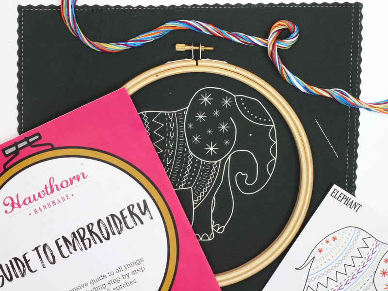 Black Elephant Embroidery Kit-Embroidery-Hawthorn Handmade-Acorns & Twigs