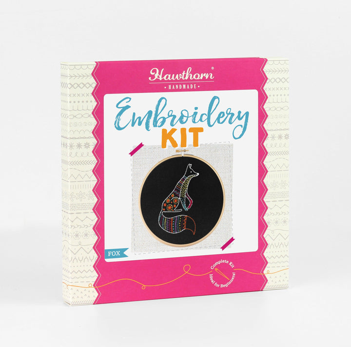 Black Fox Embroidery Kit-Embroidery-Hawthorn Handmade-Acorns &amp; Twigs