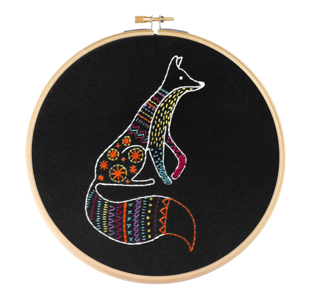 Black Fox Embroidery Kit-Embroidery-Hawthorn Handmade-Acorns &amp; Twigs