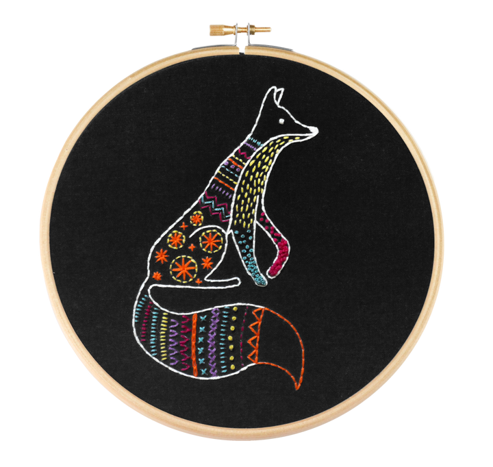 Black Fox Embroidery Kit-Embroidery-Hawthorn Handmade-Acorns &amp; Twigs
