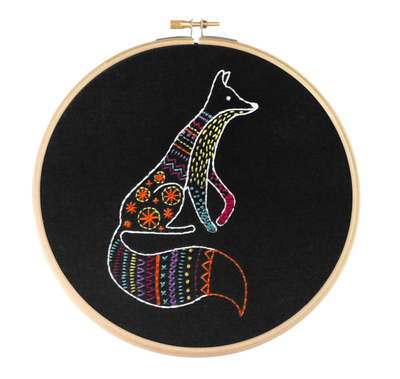 Black Fox Embroidery Kit-Embroidery-Hawthorn Handmade-Acorns & Twigs